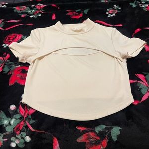 medium tan crop top w chest cut out